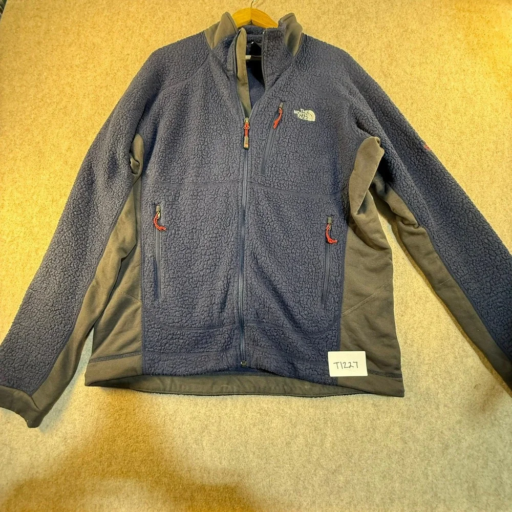 The North Face Summit Series Mens Large Blue Sherpa Fleece Full Zip Jacket T1227